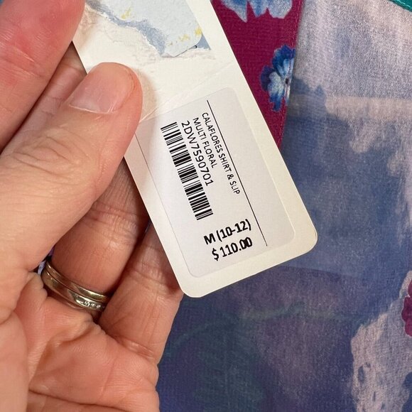 Soft Surroundings CalaFlores Tunic Shirt Size Medium Sheer Long Line Art to Wear - Picture 5 of 11